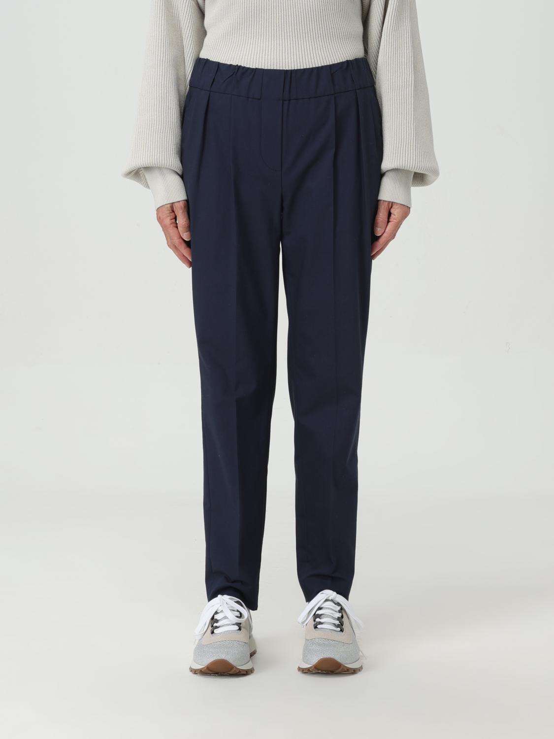 BRUNELLO CUCINELLI WOMEN'S DARK BLUE TAILORED TROUSERS