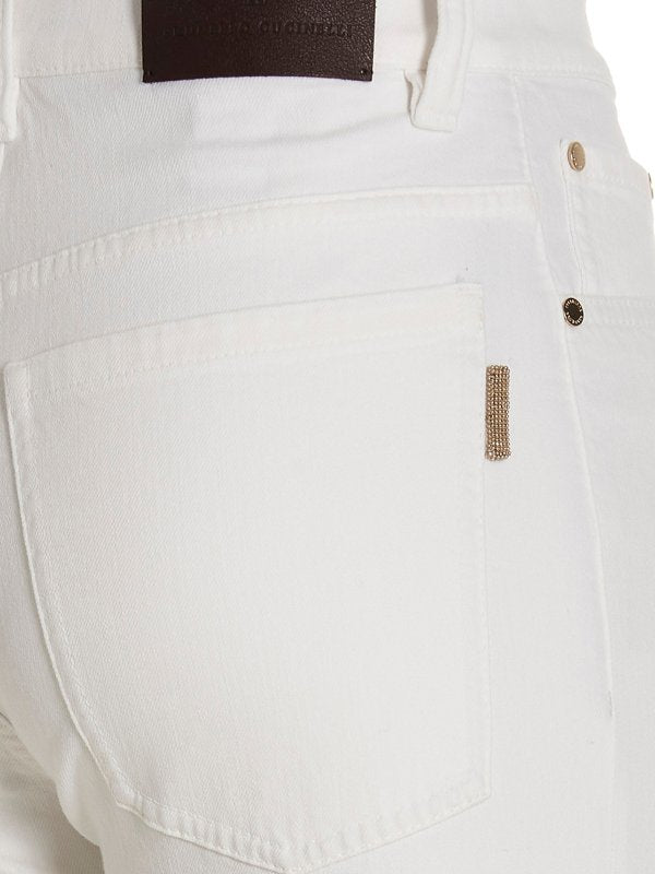 BRUNELLO CUCINELLI WOMEN'S OFF WHITE TAILORED TROUSERS