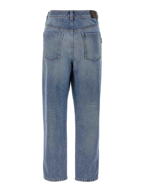 BRUNELLO CUCINELLI WOMEN'S LIGHT BLUE STRAIGHT TROUSERS