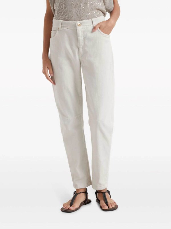 BRUNELLO CUCINELLI WOMEN'S OFF WHITE STRAIGHT LEG TROUSERS