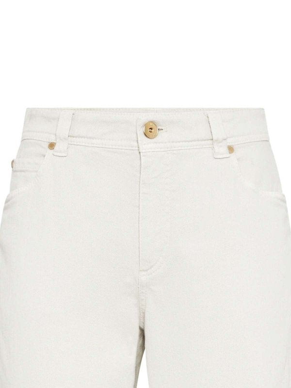 BRUNELLO CUCINELLI WOMEN'S OFF WHITE STRAIGHT LEG TROUSERS