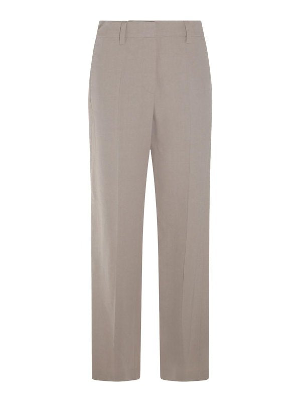 BRUNELLO CUCINELLI WOMEN'S LIGHT BEIGE STRAIGHT TROUSERS