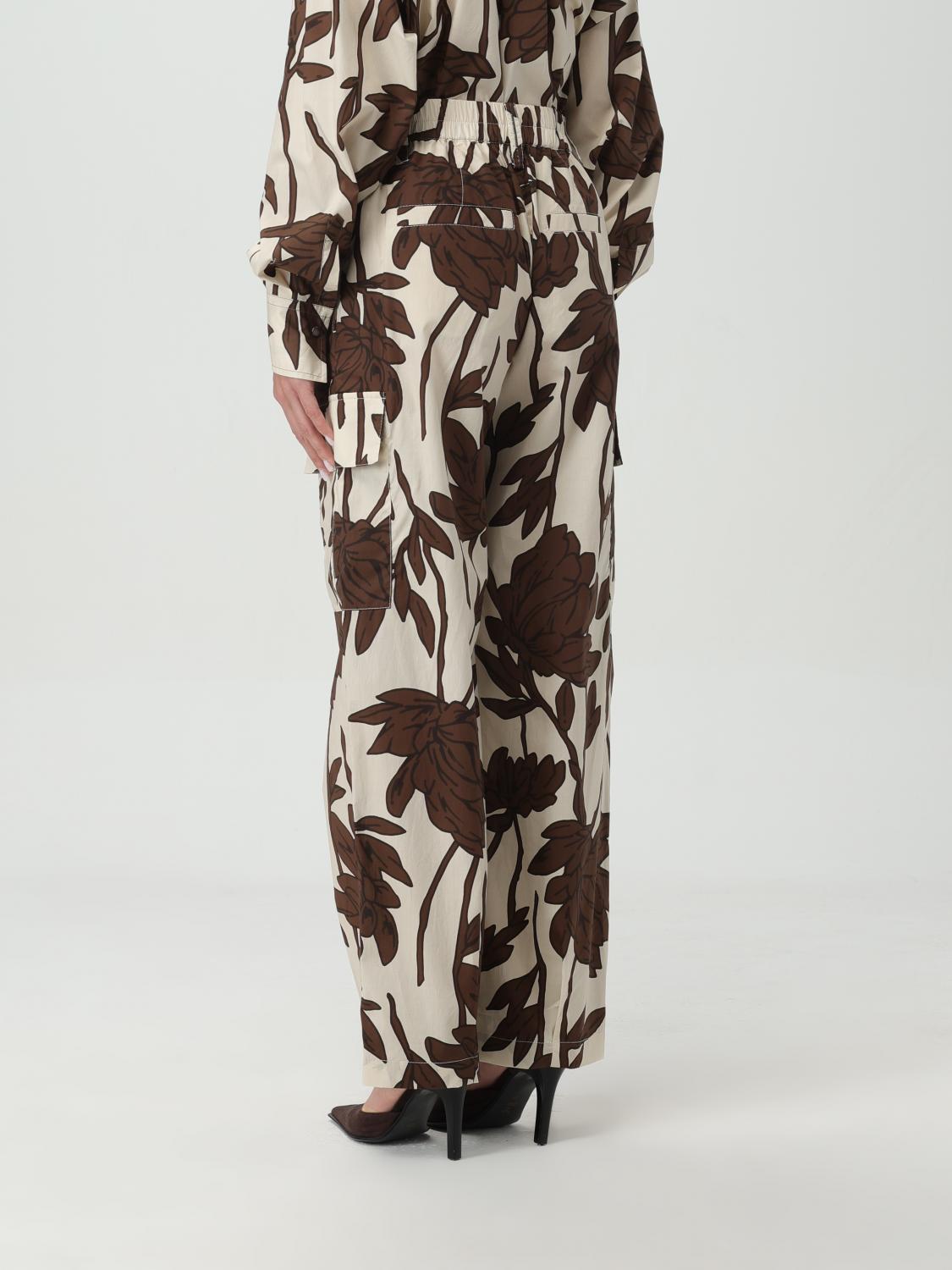 BRUNELLO CUCINELLI WOMEN'S CREAM FLORAL WIDE LEG TROUSERS