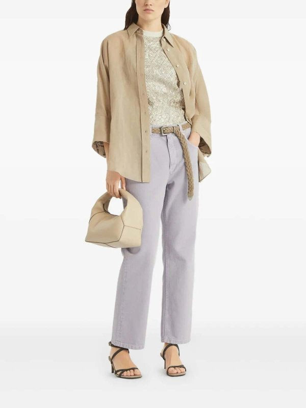 BRUNELLO CUCINELLI WOMEN'S WARM WHITE SEQUINED SHIRT