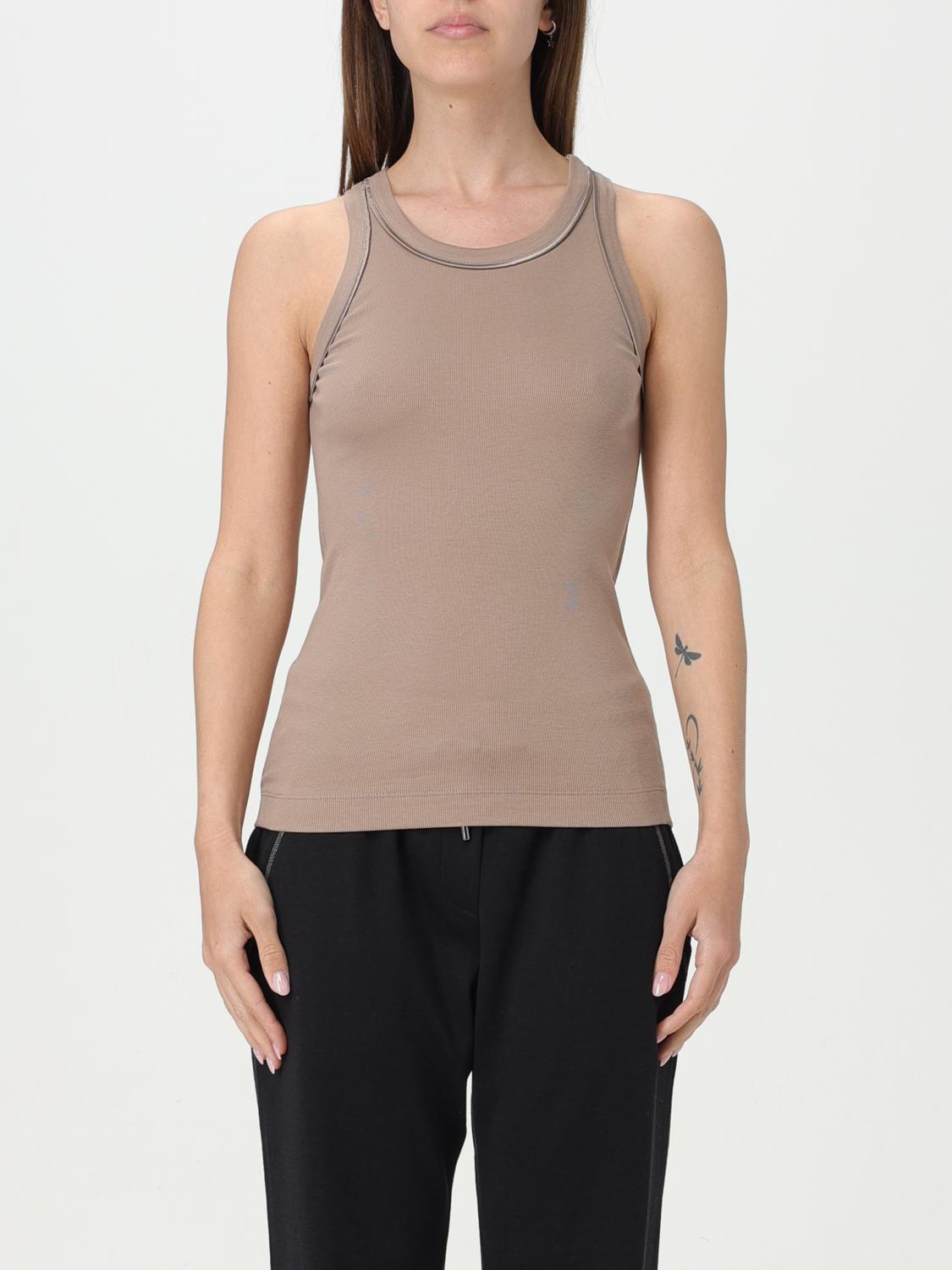 BRUNELLO CUCINELLI WOMEN'S TAUPE STRETCH FITTED SHIRT