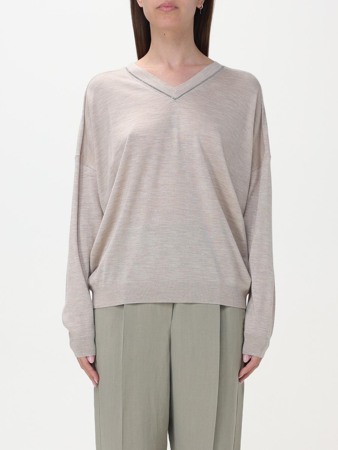 BRUNELLO CUCINELLI WOMEN'S LIGHT BEIGE WOOL SILK SHIRT