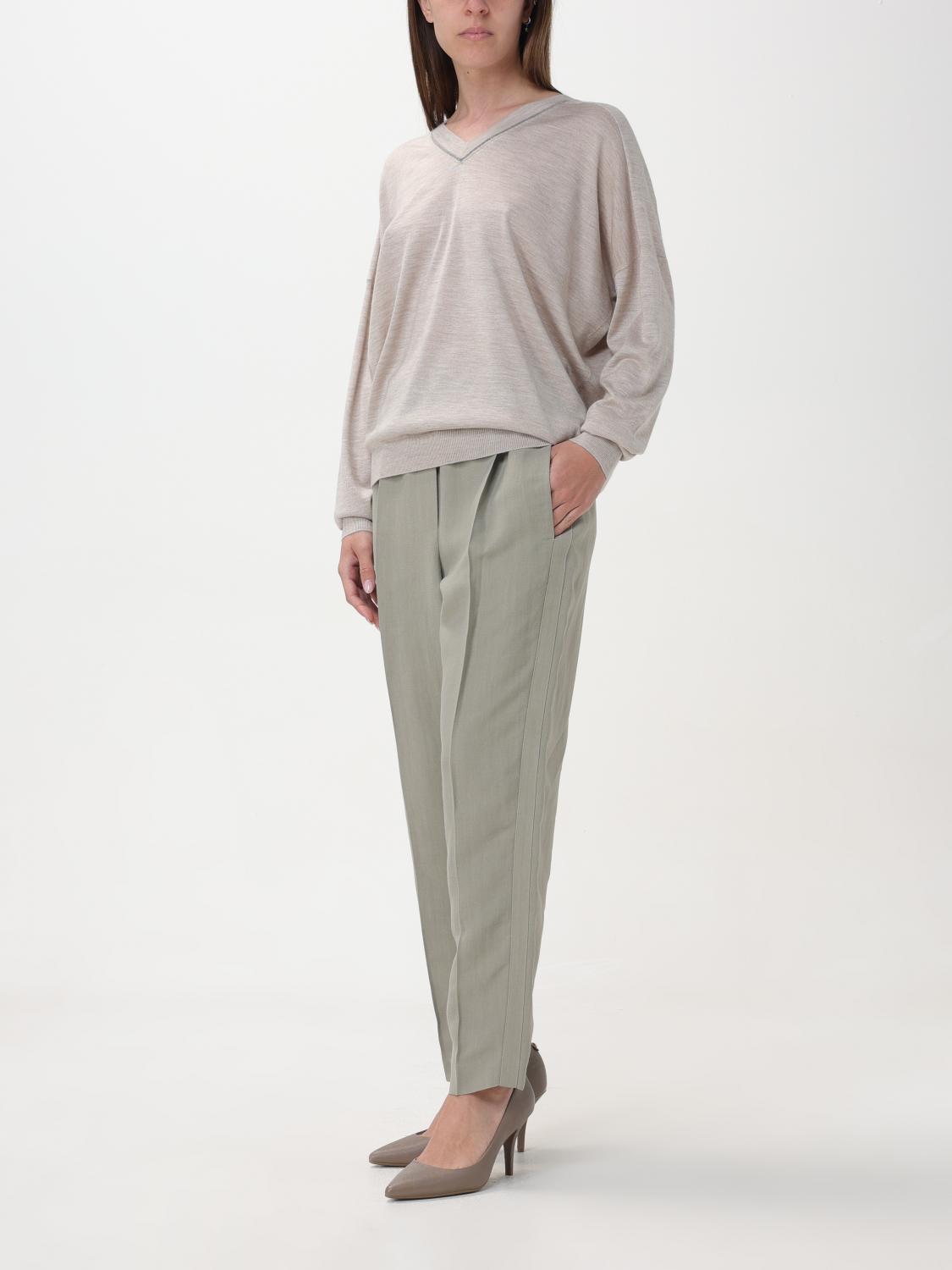 BRUNELLO CUCINELLI WOMEN'S LIGHT BEIGE WOOL SILK SHIRT