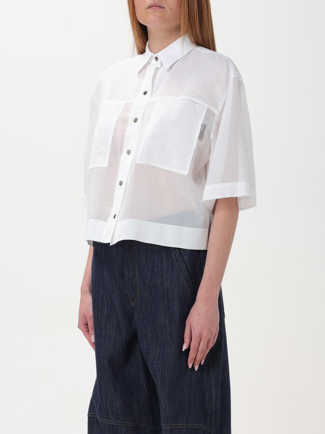 BRUNELLO CUCINELLI WOMEN'S WHITE OVERSIZED COTTON SHIRT