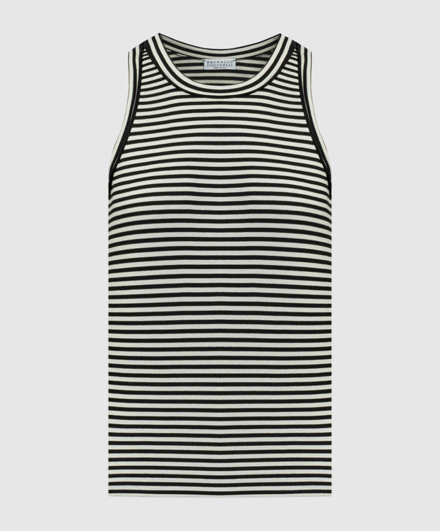BRUNELLO CUCINELLI WOMEN'S BLACK WHITE STRIPED SHIRT