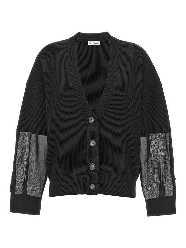 BRUNELLO CUCINELLI WOMEN'S BLACK RIBBED COTTON SWEATER
