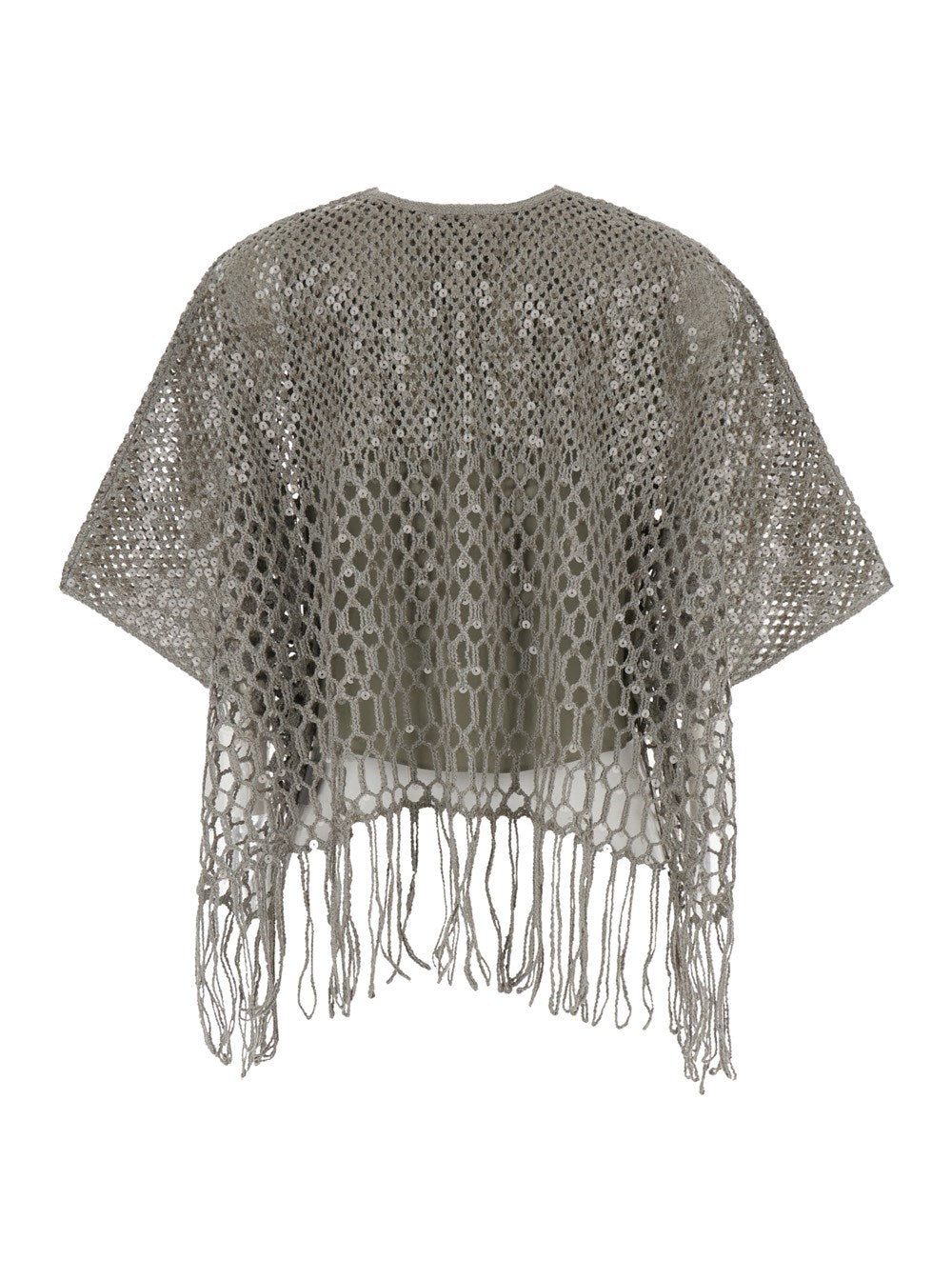 BRUNELLO CUCINELLI WOMEN'S LIGHT GREY LINEN SWEATER
