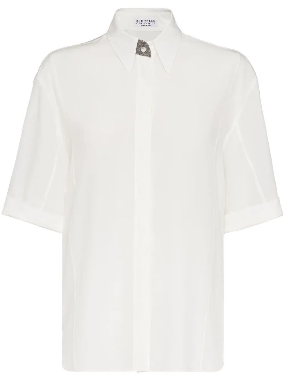 BRUNELLO CUCINELLI WOMEN'S NATURALE SILK SHORT SLEEVE SHIRT