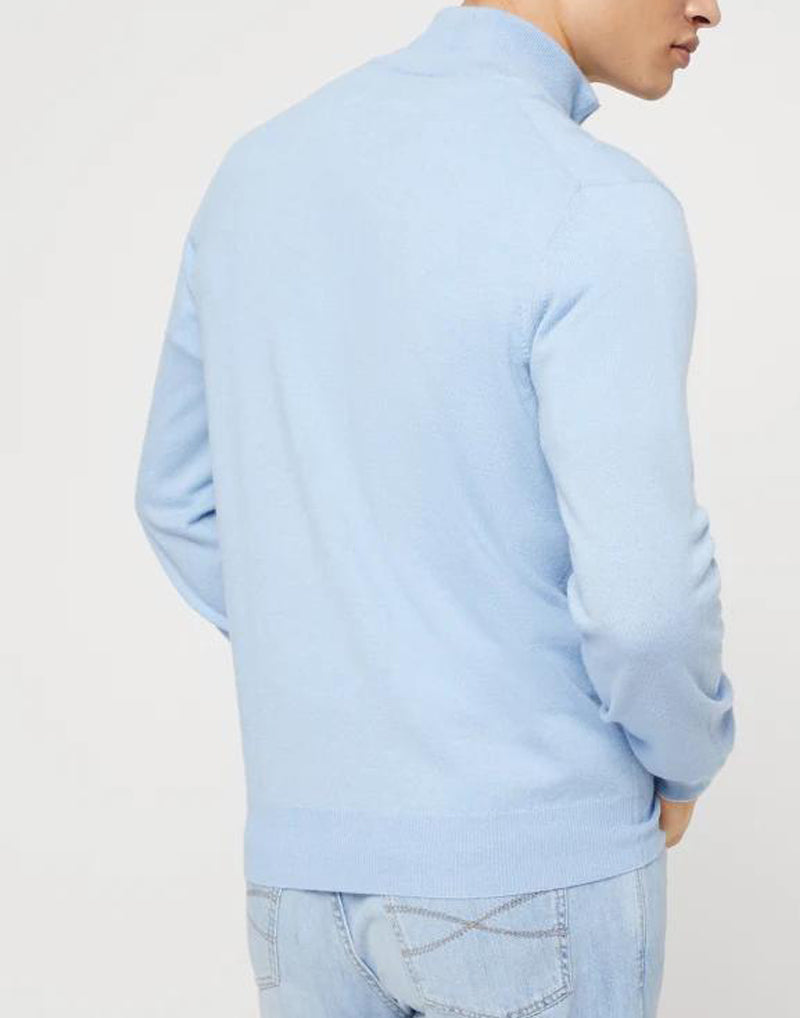 BRUNELLO CUCINELLI MEN'S LIGHT BLUE CASHMERE SWEATER