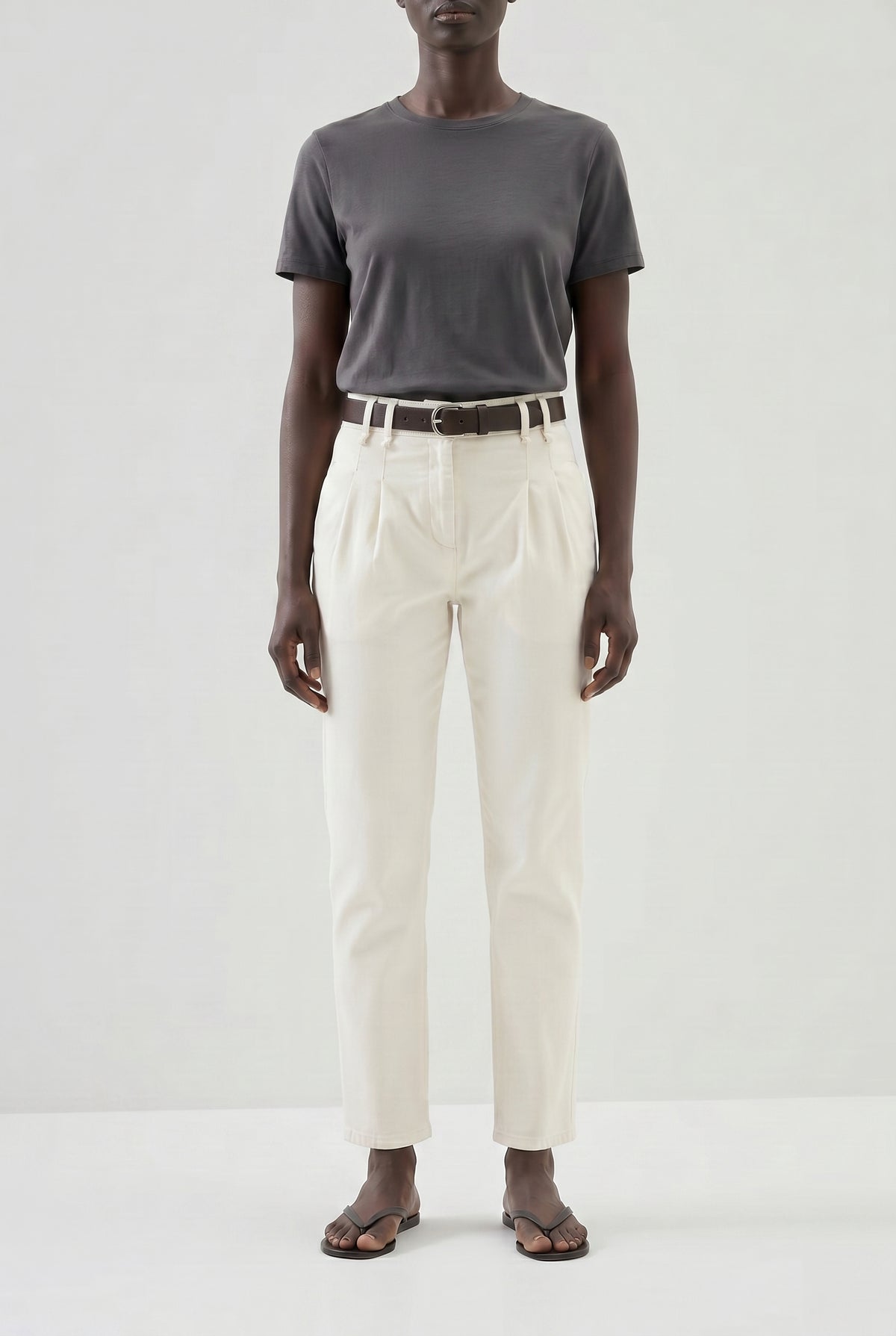 BRUNELLO CUCINELLI WOMEN'S OFF WHITE PLEATED TROUSERS