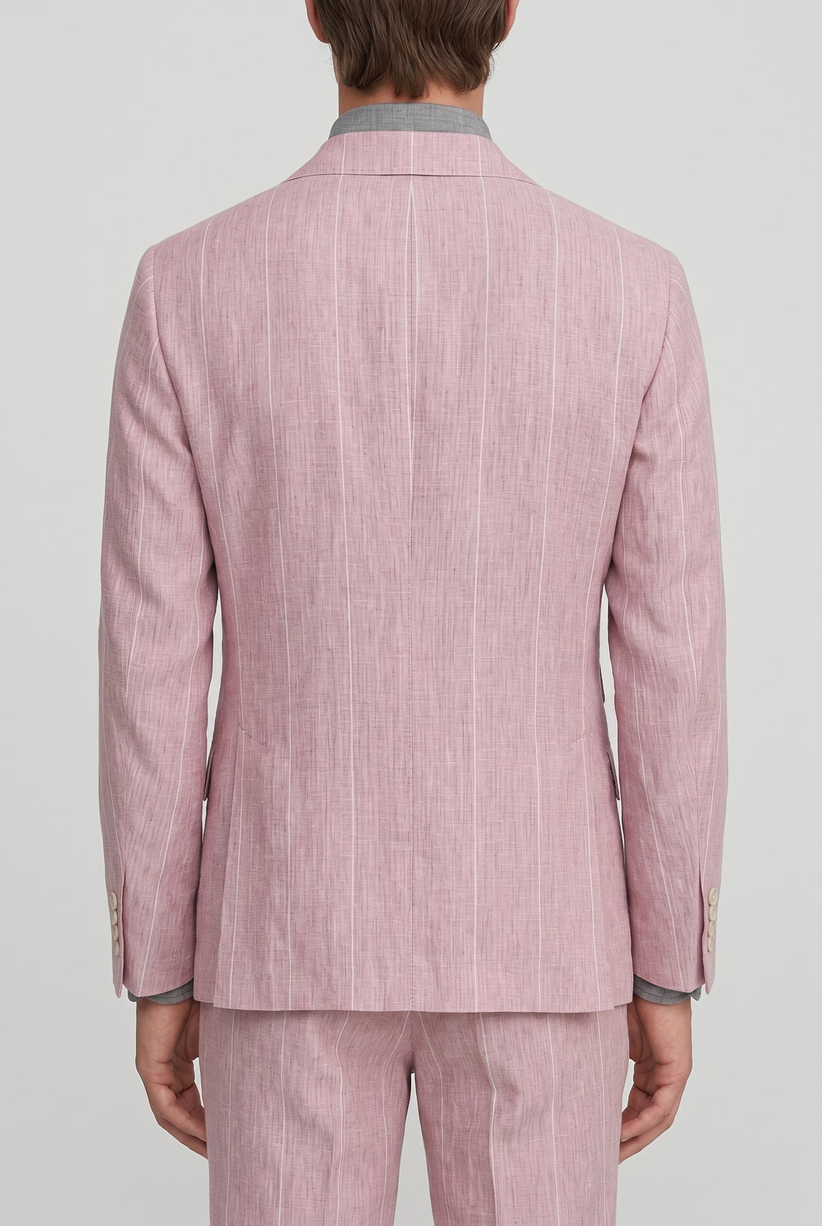 BRUNELLO CUCINELLI MEN'S PINK LINEN TAILORED SUIT