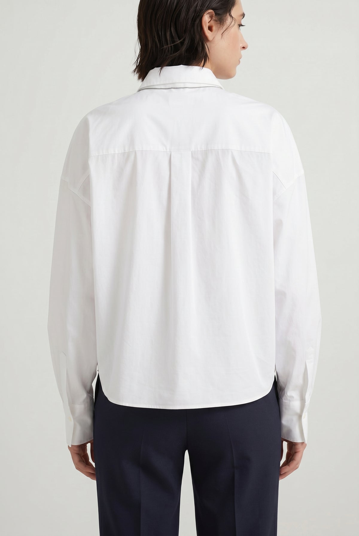 BRUNELLO CUCINELLI WOMEN'S WHITE OVERSIZED COTTON SHIRT