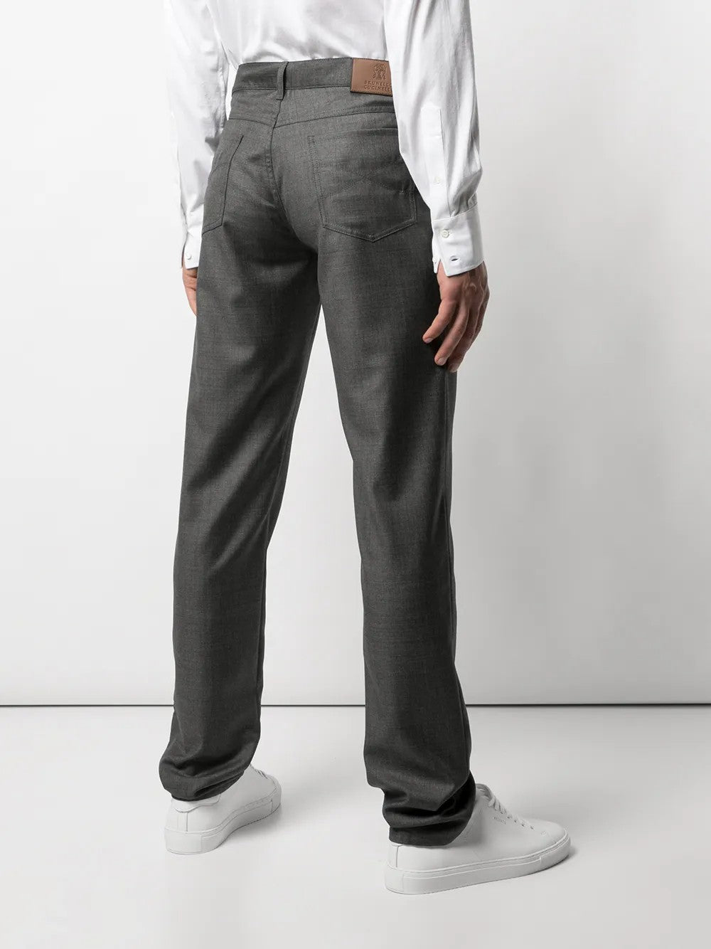 BRUNELLO CUCINELLI MEN'S MEDIUM GREY WOOL TROUSERS