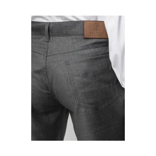 BRUNELLO CUCINELLI MEN'S MEDIUM GREY WOOL TROUSERS