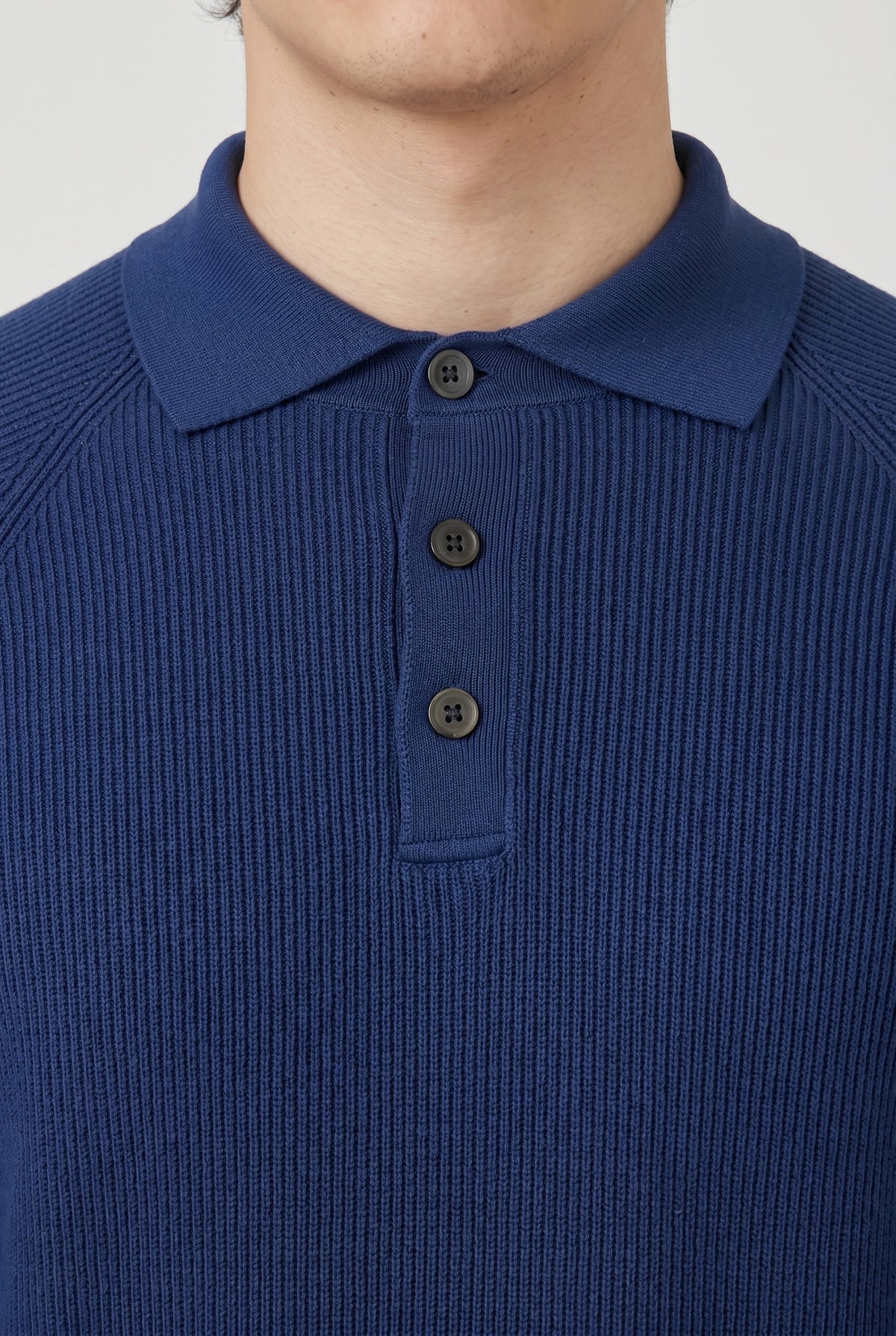 BRUNELLO CUCINELLI MEN'S DARK BLUE KNIT POLO SHIRT