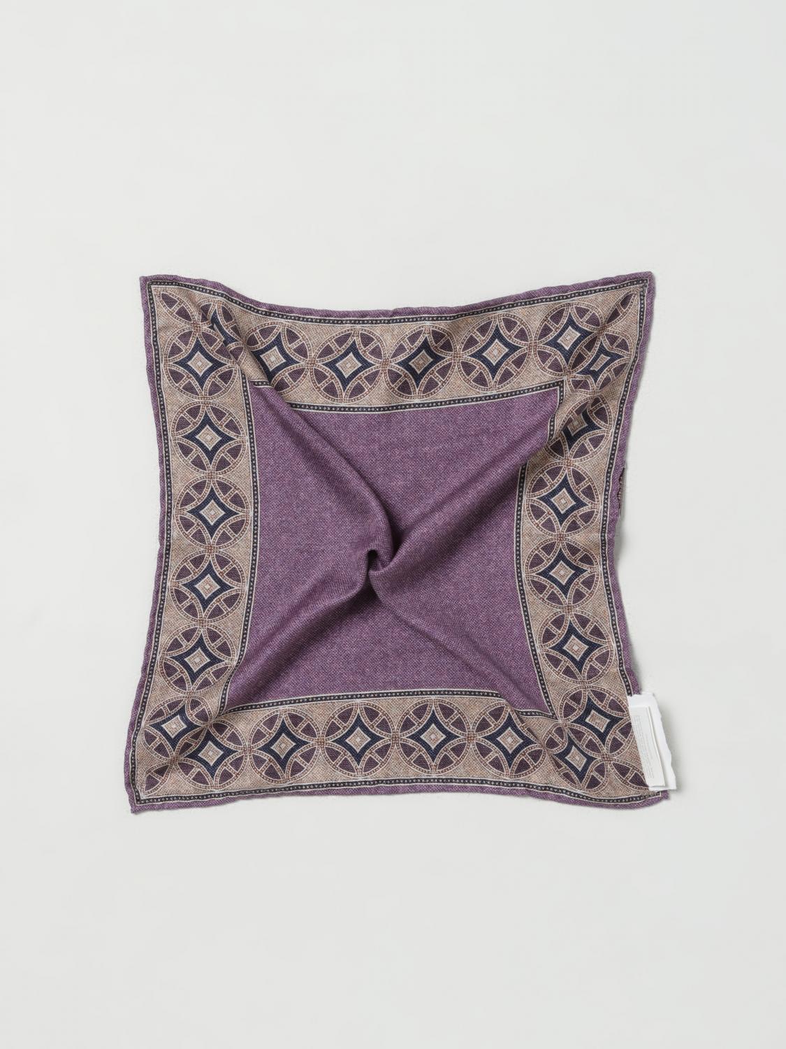 BRUNELLO CUCINELLI MEN'S PURPLE PATTERNED POCKET SQUARE