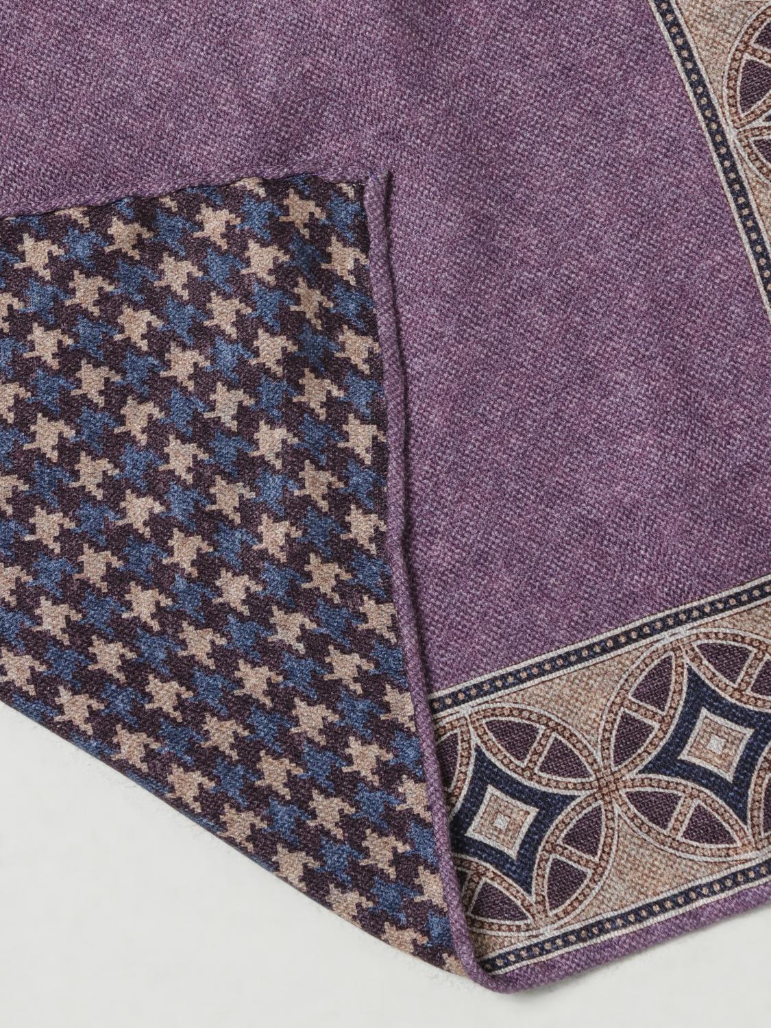 BRUNELLO CUCINELLI MEN'S PURPLE PATTERNED POCKET SQUARE