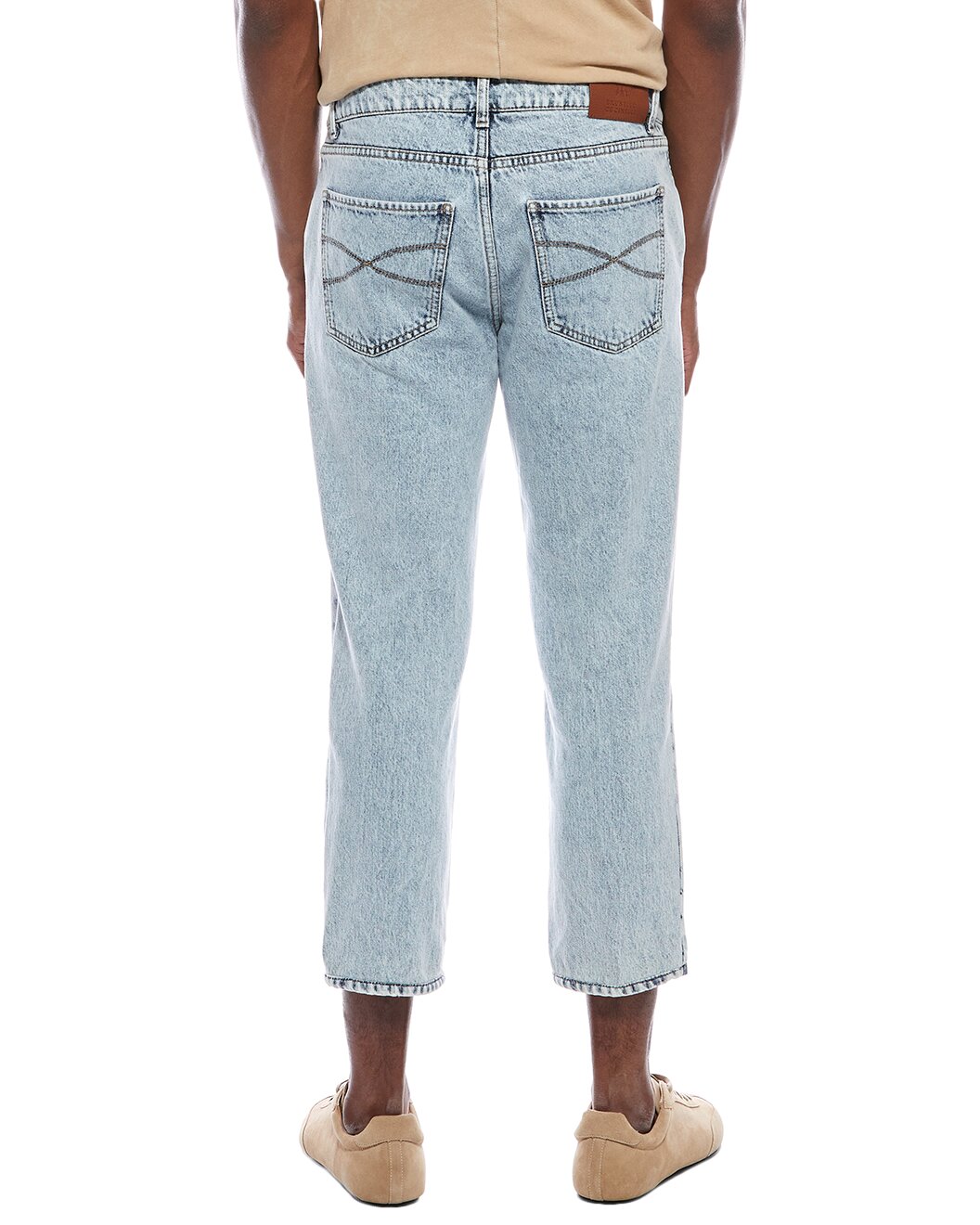 BRUNELLO CUCINELLI MEN'S LIGHT BLUE CROPPED TROUSERS