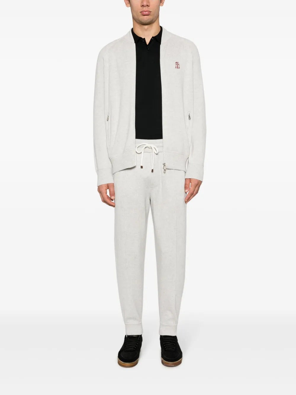 BRUNELLO CUCINELLI MEN'S LIGHT GREY WOOL JOGGER TROUSERS