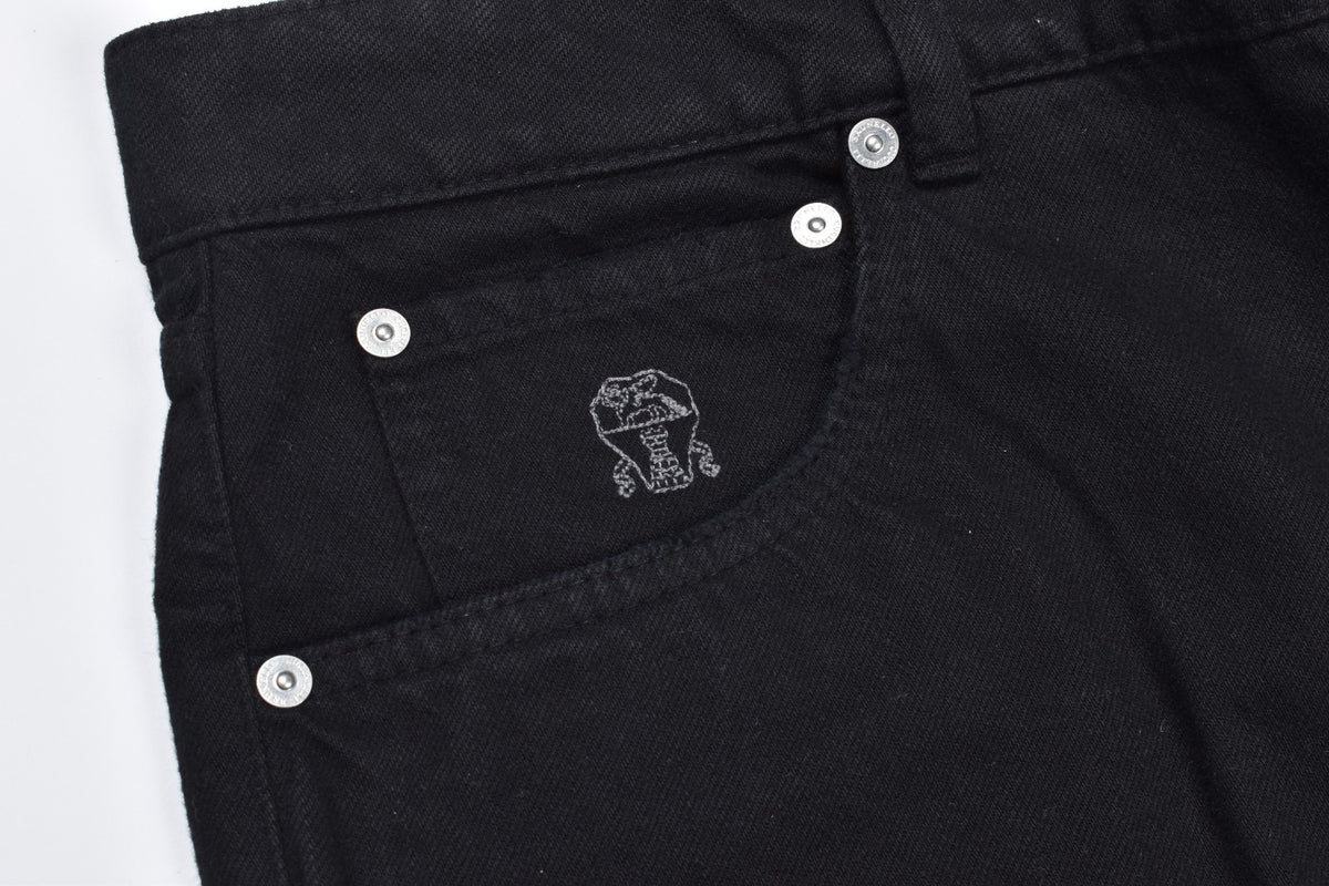 BRUNELLO CUCINELLI MEN'S BLACK LEISURE FIT TROUSERS