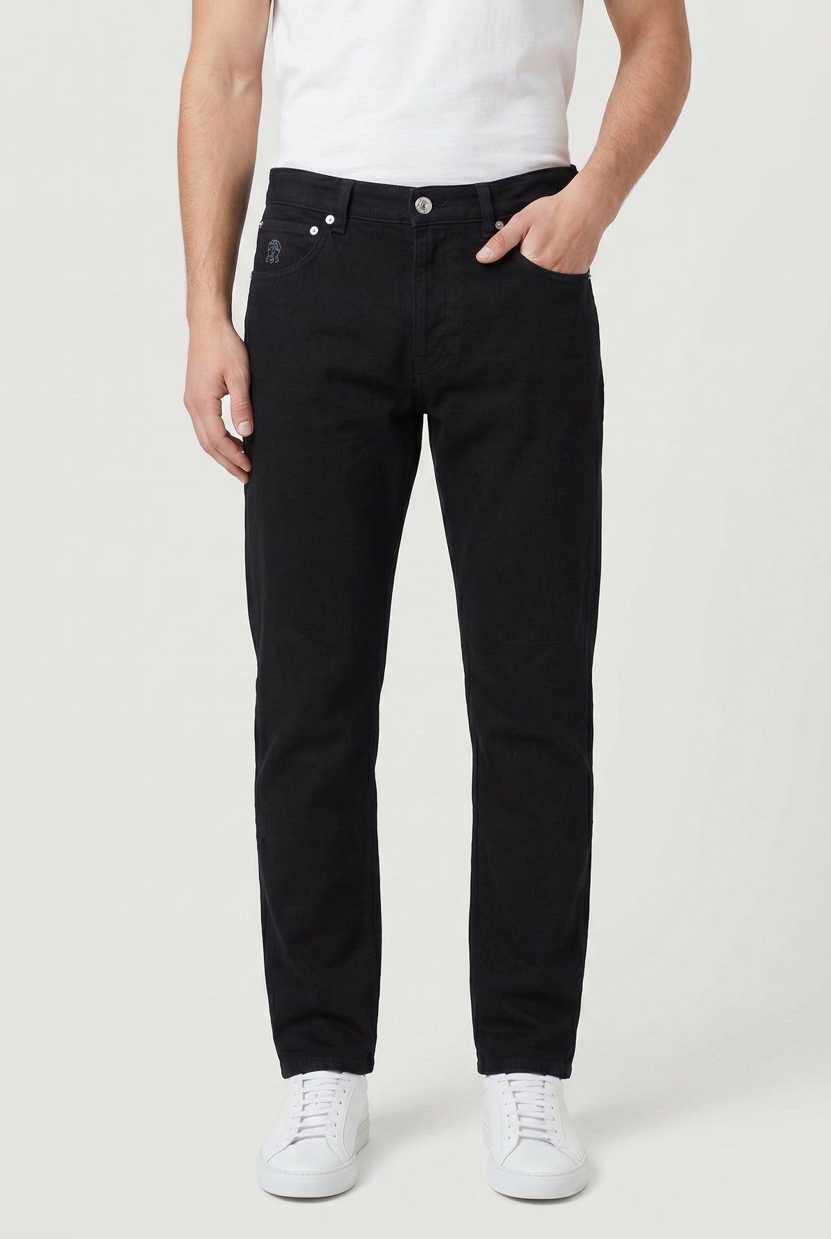 BRUNELLO CUCINELLI MEN'S BLACK LEISURE FIT TROUSERS