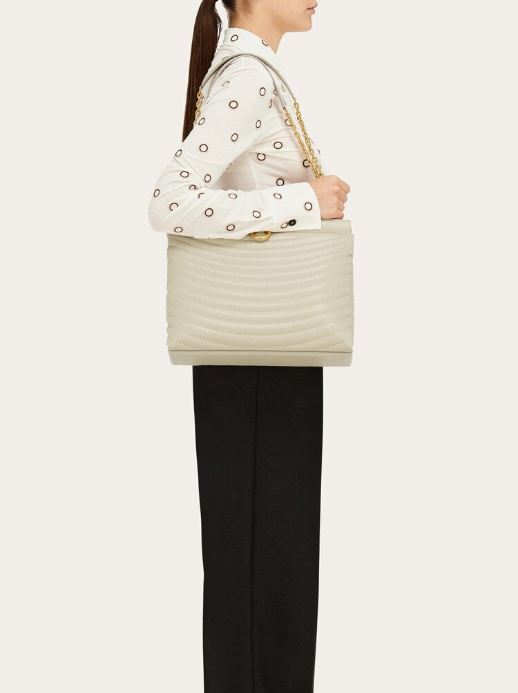 FERRAGAMO WOMEN'S OFF WHITE CALF LEATHER BAG