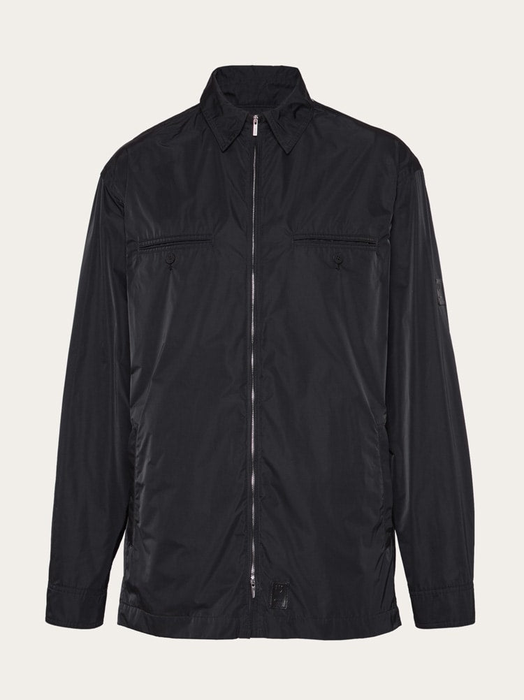 FERRAGAMO MEN'S BLACK LIGHTWEIGHT ZIP JACKET