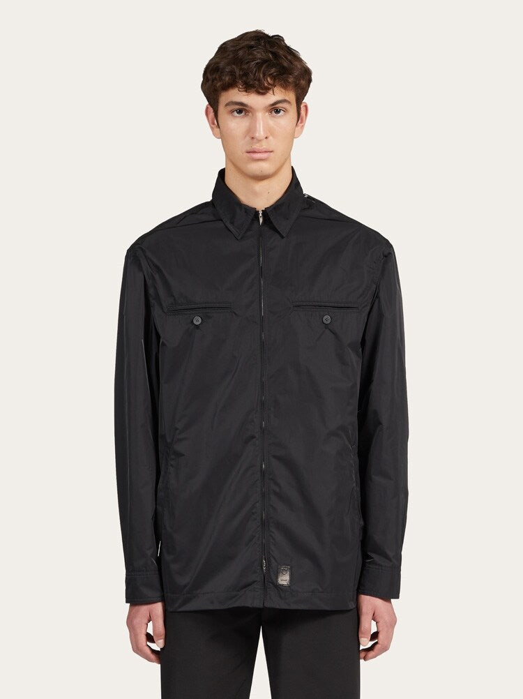 FERRAGAMO MEN'S BLACK LIGHTWEIGHT ZIP JACKET