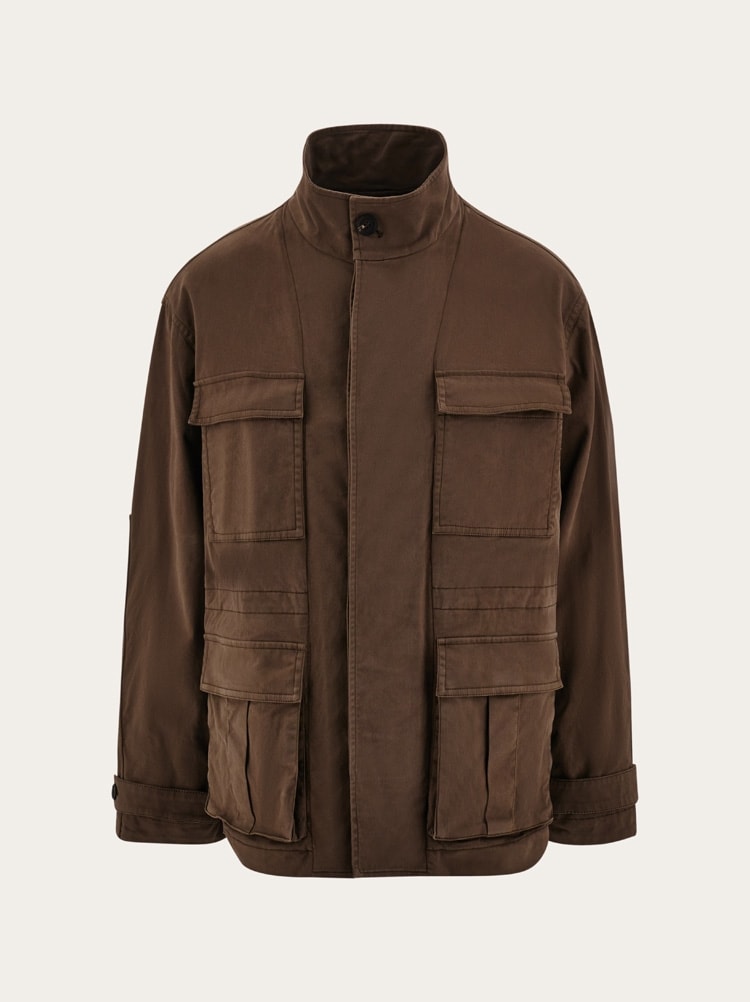 FERRAGAMO MEN'S DARK BROWN COTTON JACKET