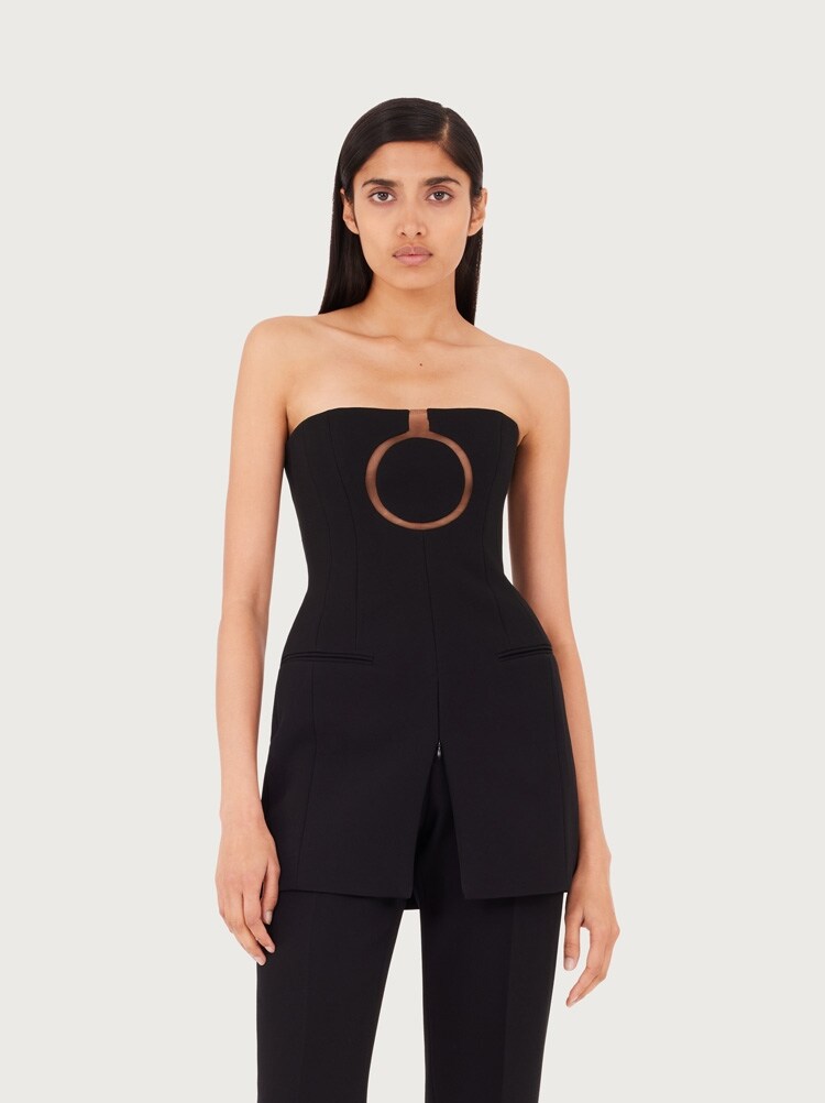 FERRAGAMO WOMEN'S BLACK STRAPLESS CUTOUT DRESS
