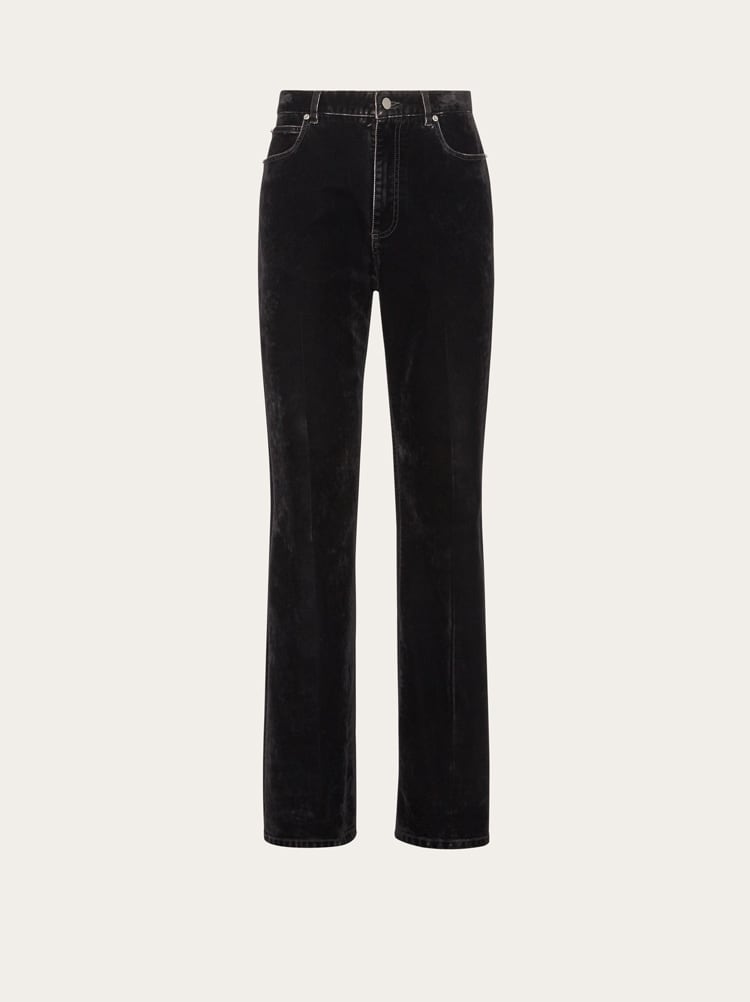FERRAGAMO MEN'S BLACK STRAIGHT LEG TROUSERS