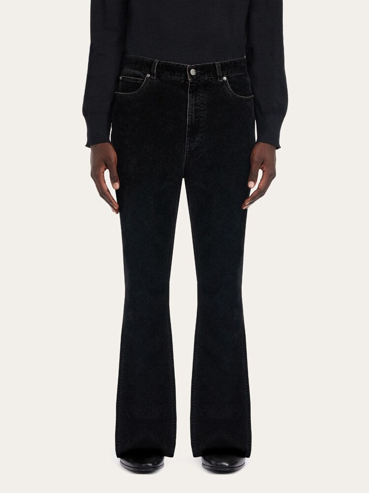 FERRAGAMO MEN'S BLACK STRAIGHT LEG TROUSERS