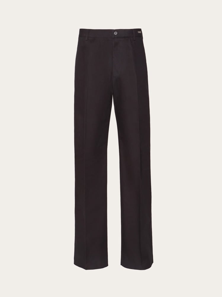 FERRAGAMO MEN'S BLACK TAILORED COTTON TROUSERS