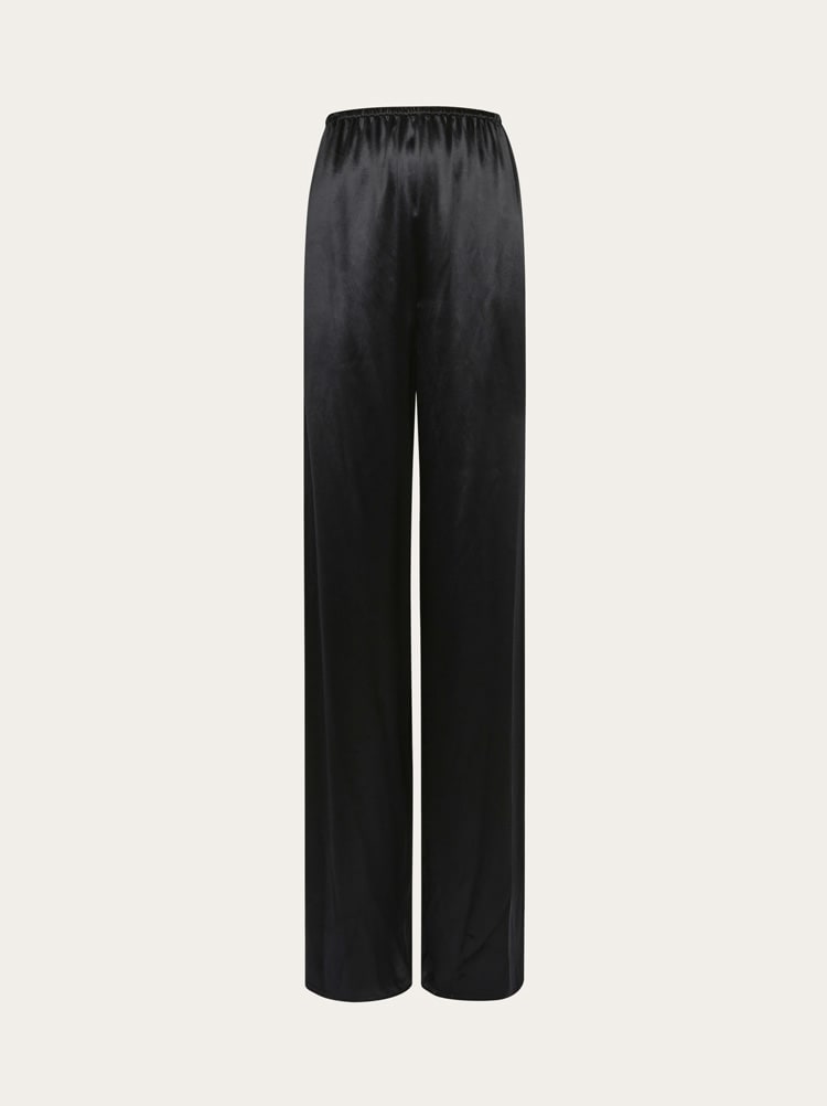 FERRAGAMO WOMEN'S BLACK RELAXED RAYON TROUSERS