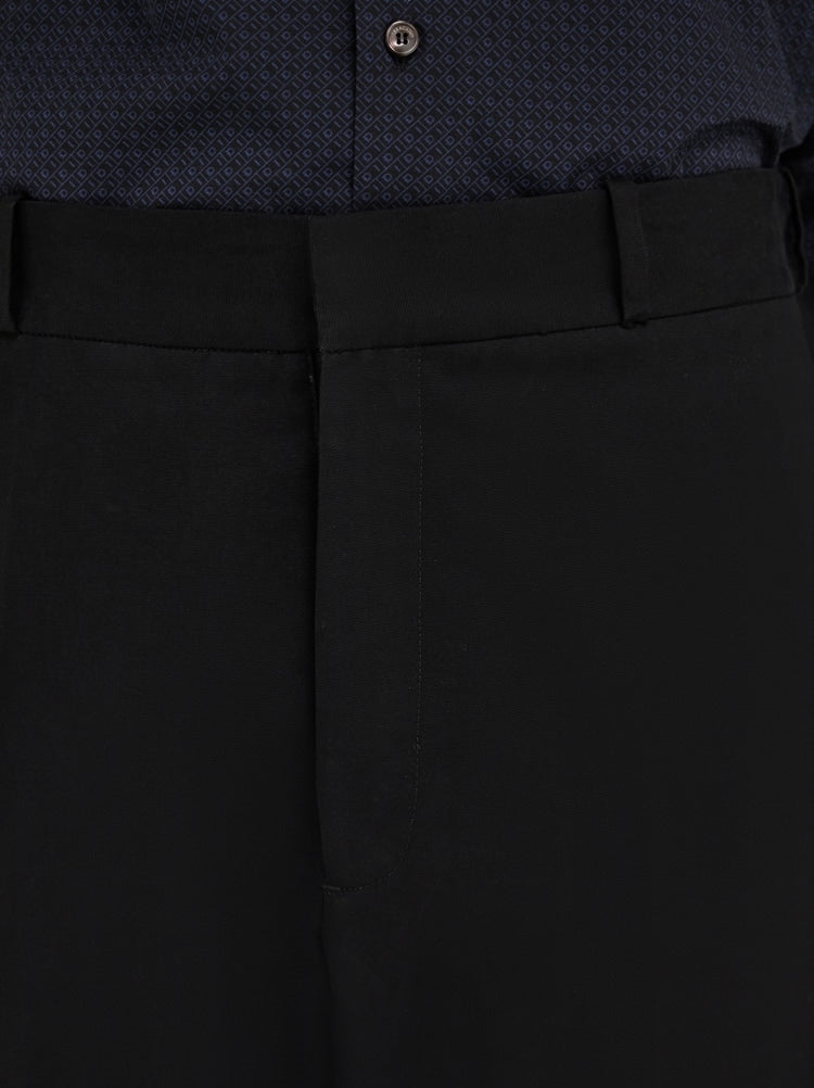 FERRAGAMO MEN'S BLACK TAILORED COTTON TROUSERS