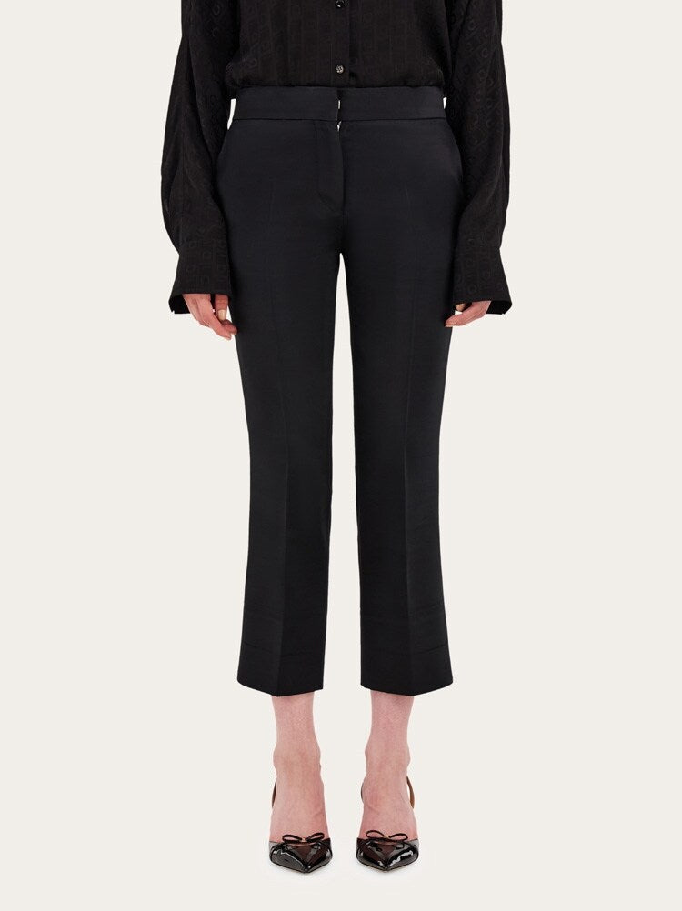 FERRAGAMO WOMEN'S BLACK WOOL BLEND TROUSERS