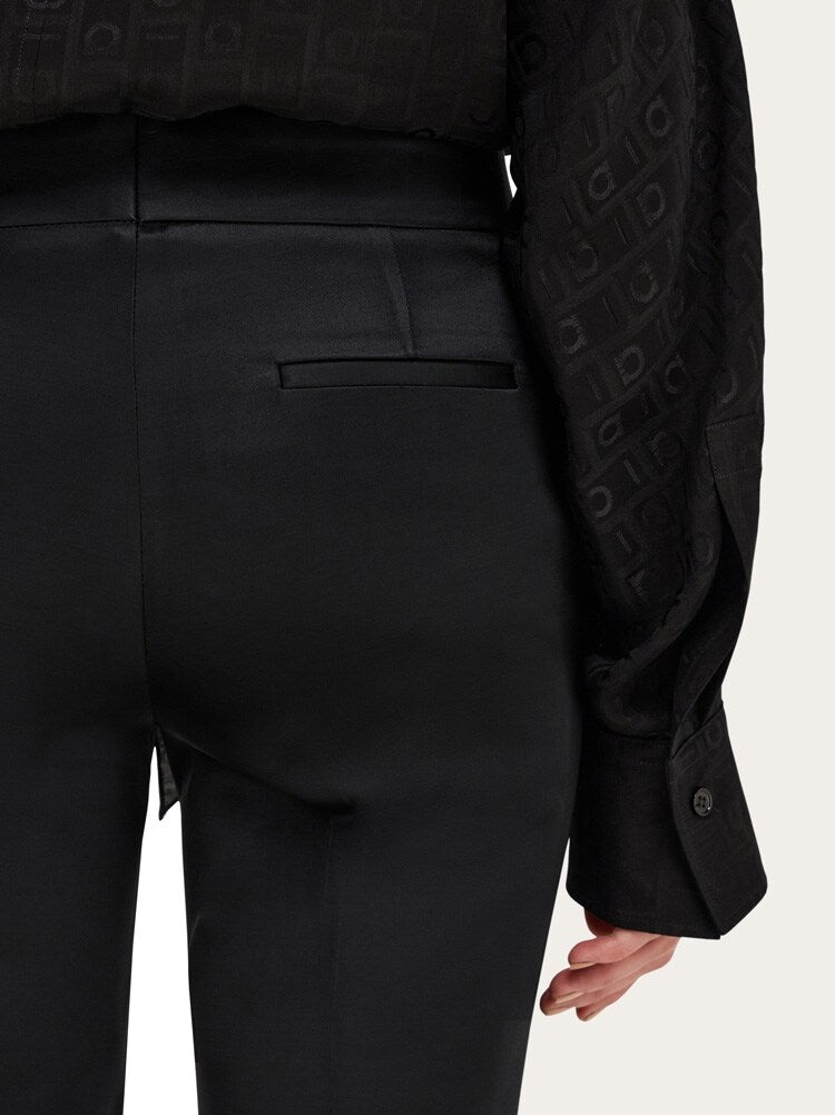 FERRAGAMO WOMEN'S BLACK WOOL BLEND TROUSERS