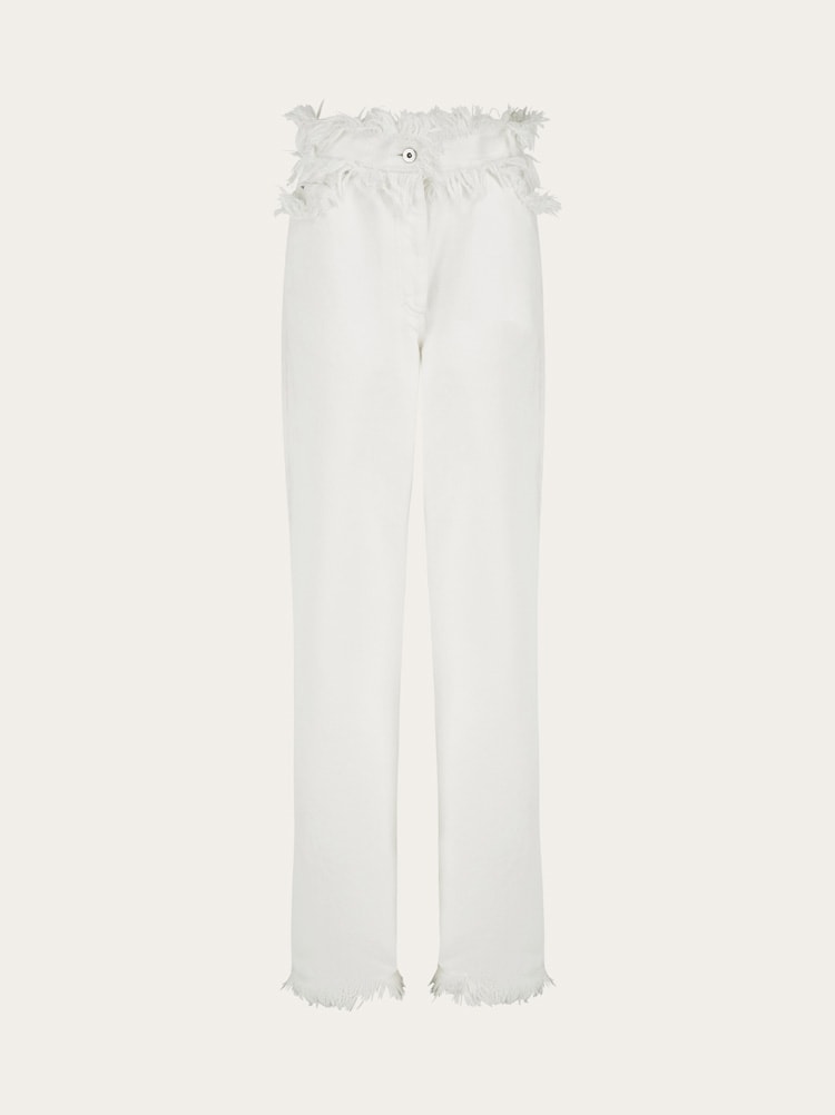 FERRAGAMO WOMEN'S WHITE HIGH WAIST TROUSERS