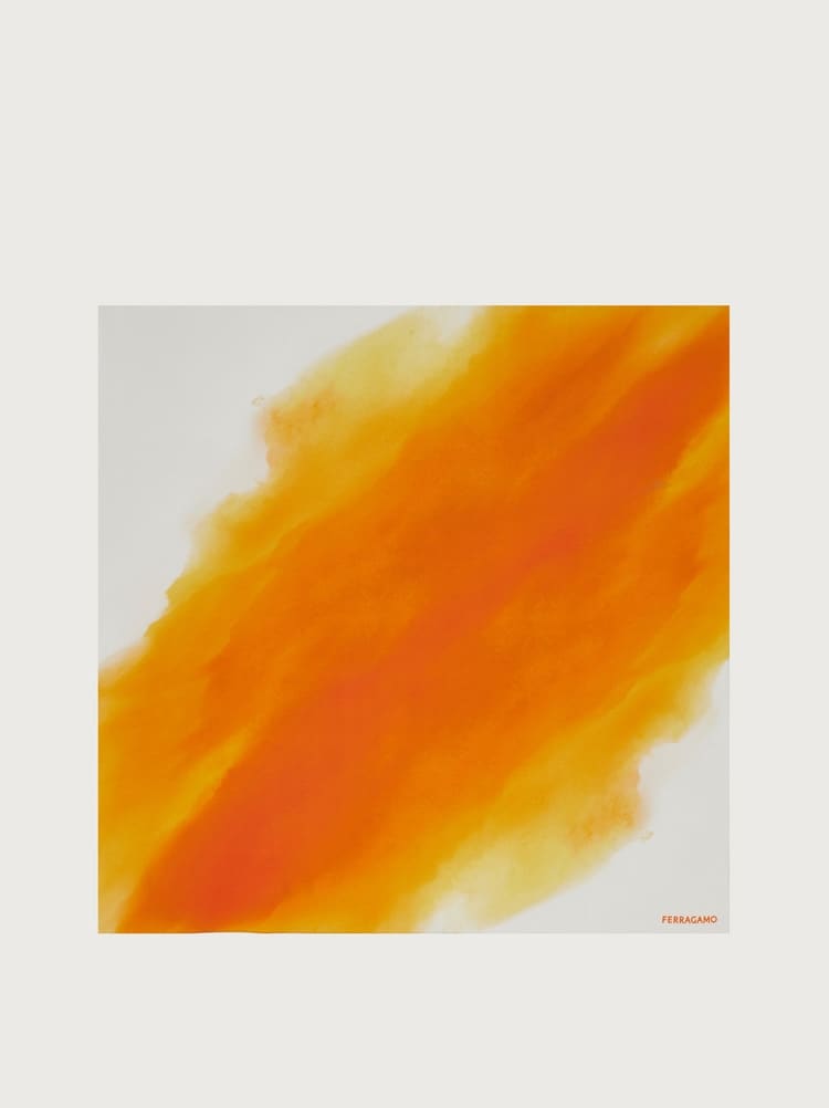 FERRAGAMO WOMEN'S ORANGE SILK SQUARE SCARF