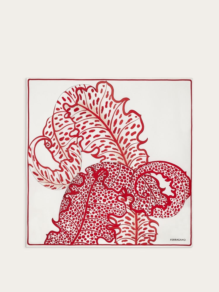 FERRAGAMO WOMEN'S WHITE RED SILK SCARF