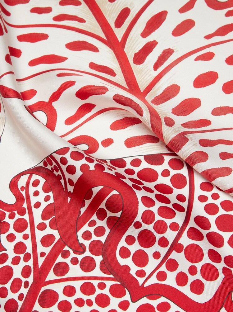 FERRAGAMO WOMEN'S WHITE RED SILK SCARF