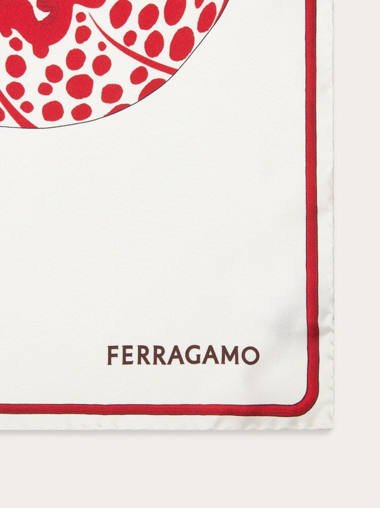 FERRAGAMO WOMEN'S WHITE RED SILK SCARF