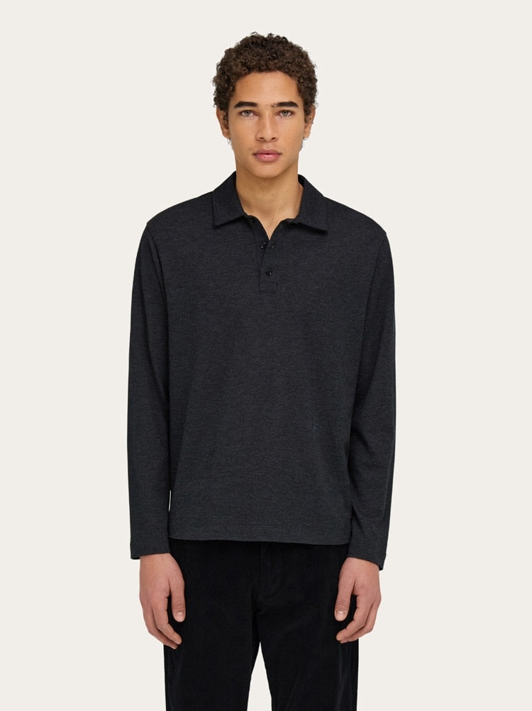 FERRAGAMO MEN'S DARK GREY LONG SLEEVE SHIRT