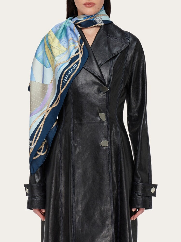 FERRAGAMO WOMEN'S MULTICOLOR SILK PRINTED SCARF