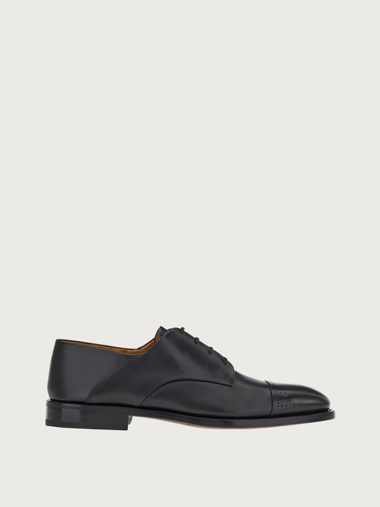 FERRAGAMO MEN'S BLACK CALF LEATHER SHOES