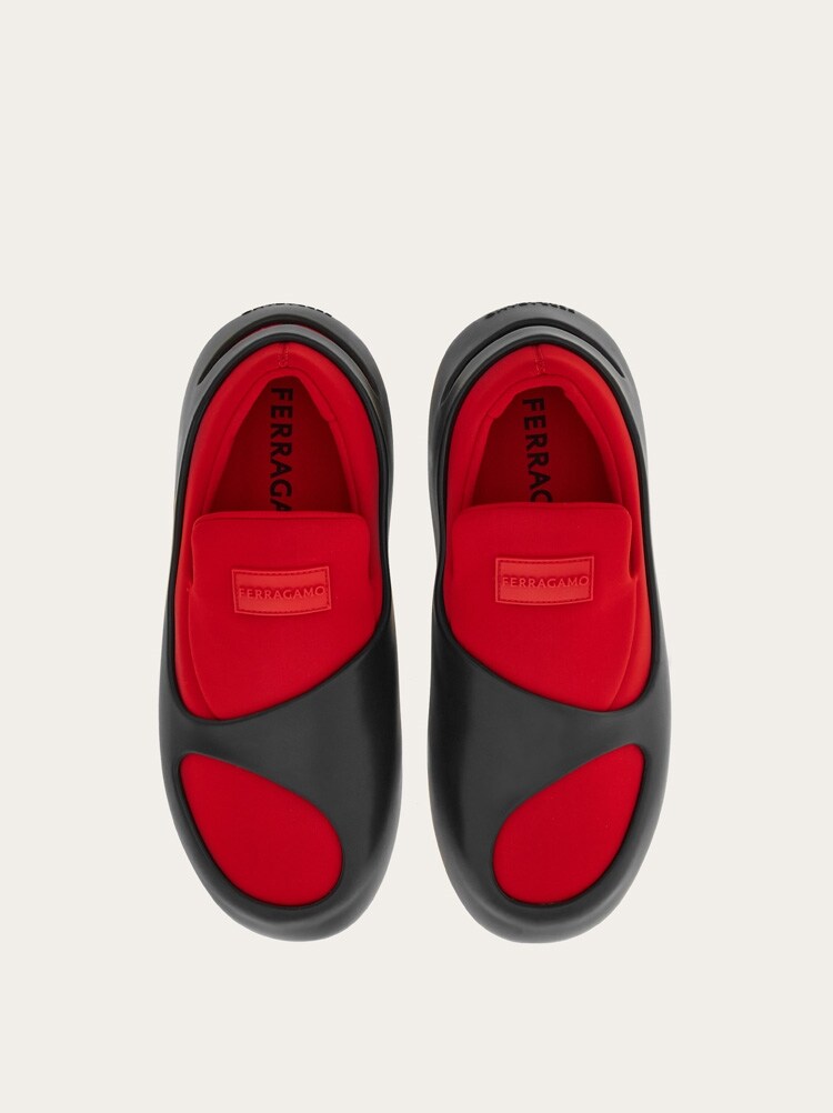 FERRAGAMO MEN'S RED BLACK RUBBER SNEAKERS
